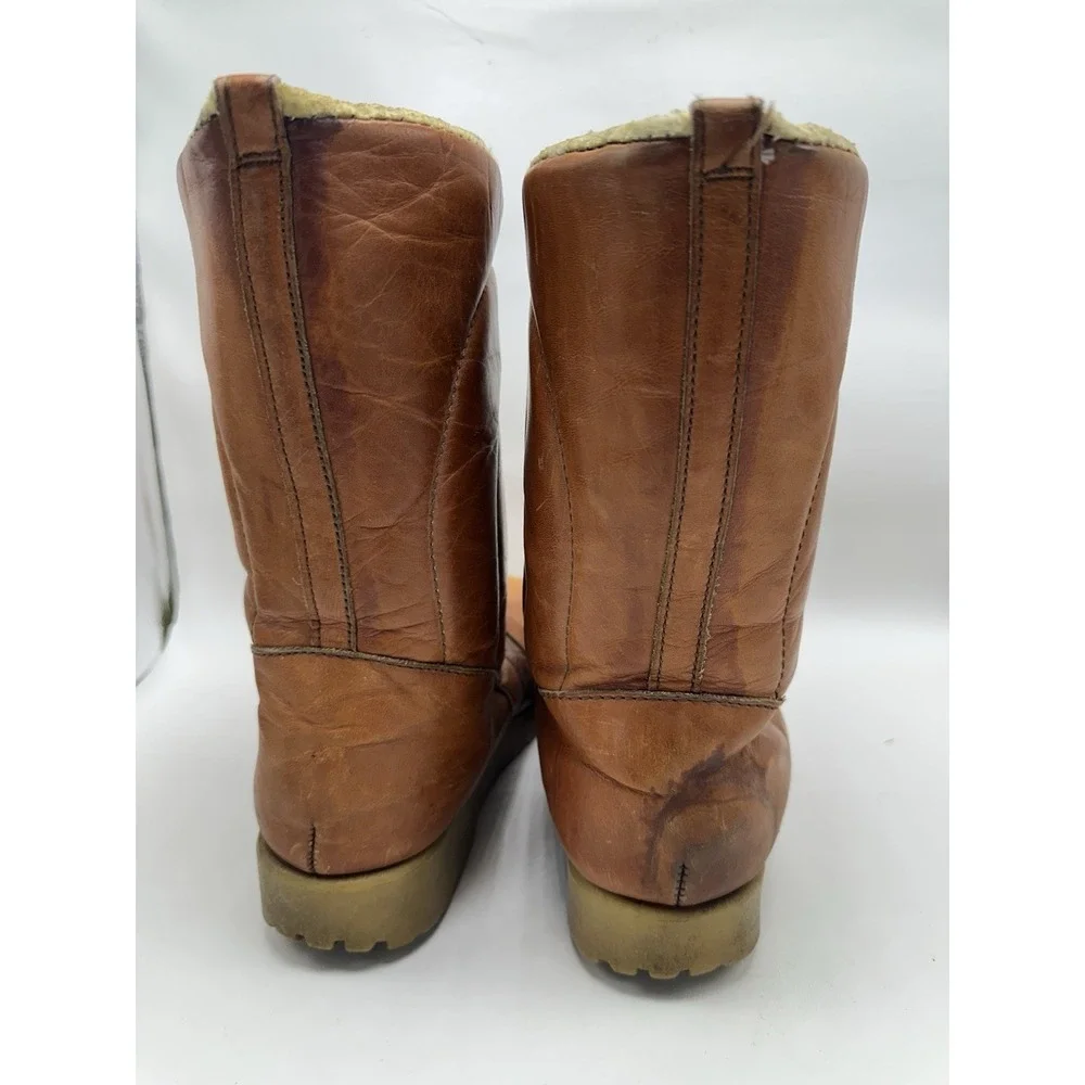 DEXTER Leather Sherpa Winter Boots Womens 11 Quilted Gumsole USA Made‎ Vintage